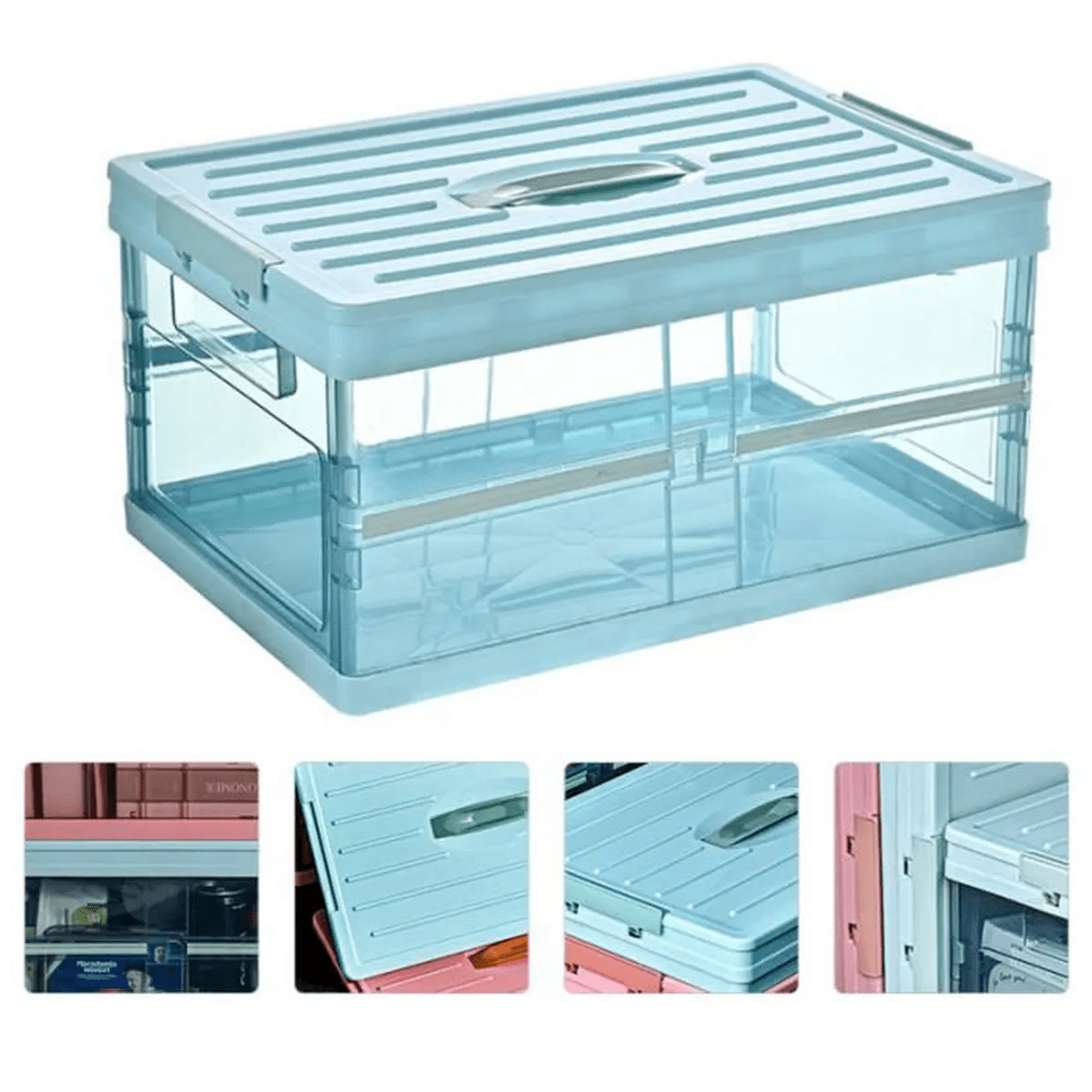 Boîte de rangement en plastique empilable pliable durable