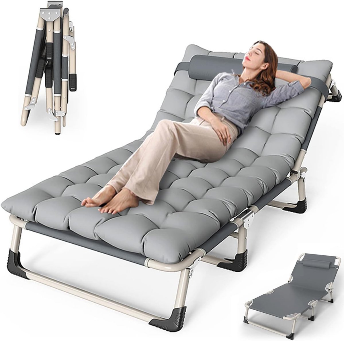 Chaises inclinables avec matelas, – Image 2