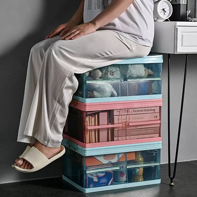 Boîte de rangement en plastique empilable pliable durable – Image 5