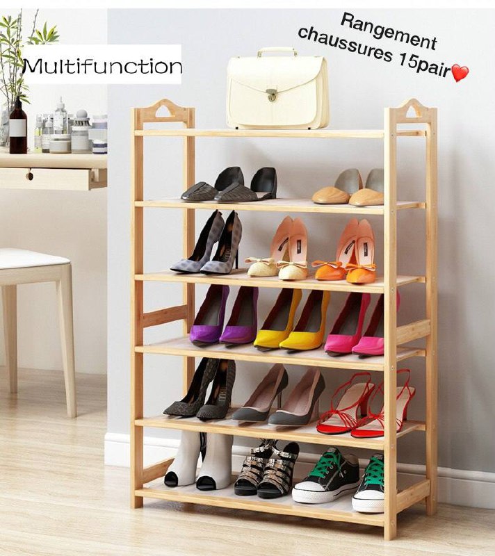 Étagère à chaussures en bois massif 5 niveaux